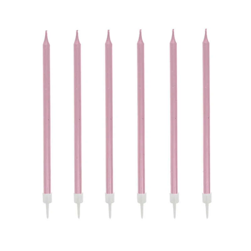 12 bougies roses hautes 13 cm