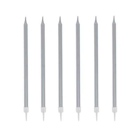12 bougies argentées hautes 13 cm