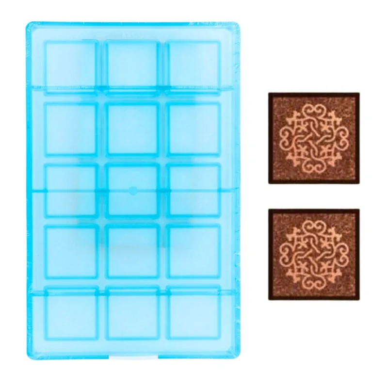 Moule carrés chocolat décor arabesques