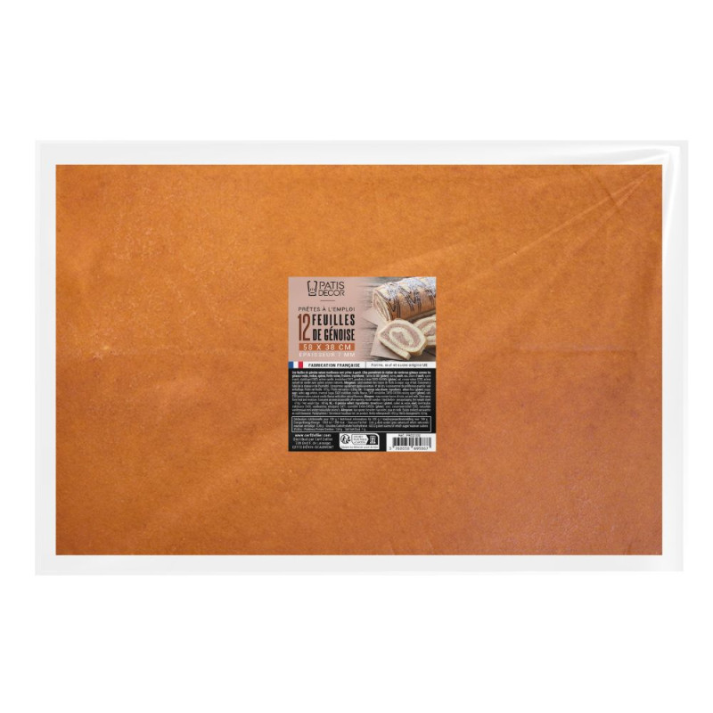 Feuilles de génoise nature 60 x 40 cm (x 12)