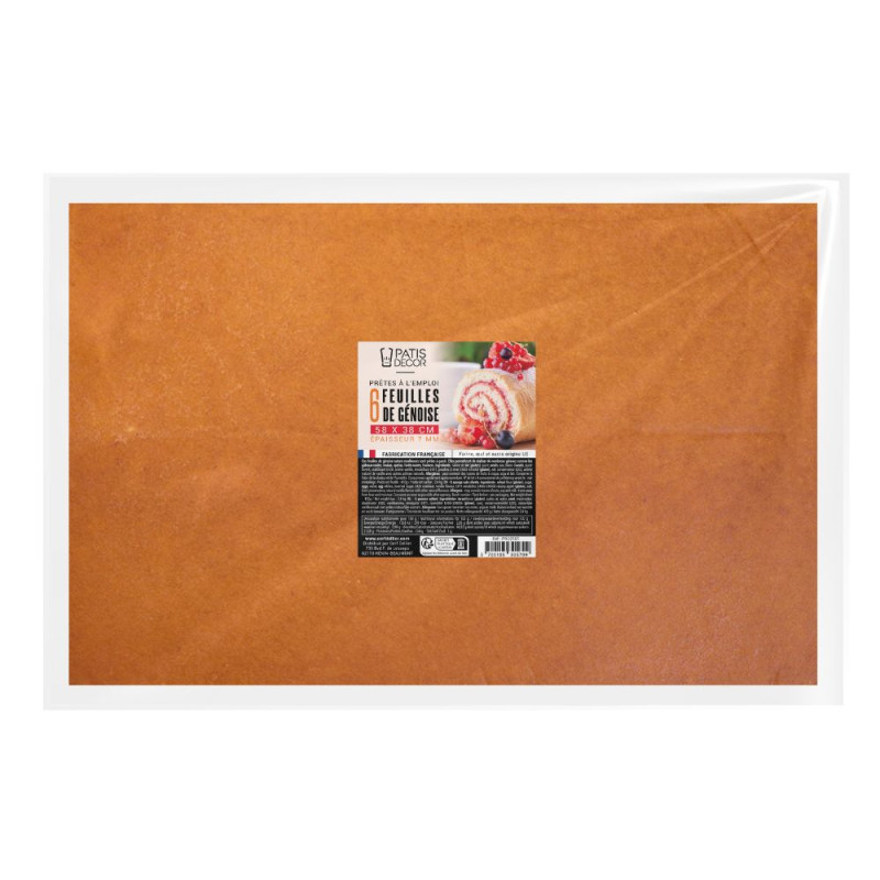 Feuilles de génoise nature 60 x 40 cm (x 6)