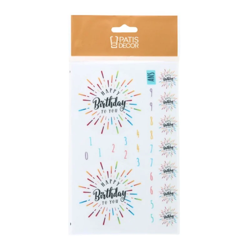 Décors comestibles en azyme assortis thème anniversaire n°4 PK