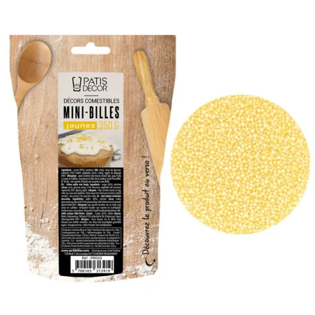 Décors comestibles mini-billes jaunes 350g PK
