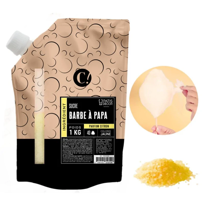 Sucre barbe à papa parfum citron 1 kg