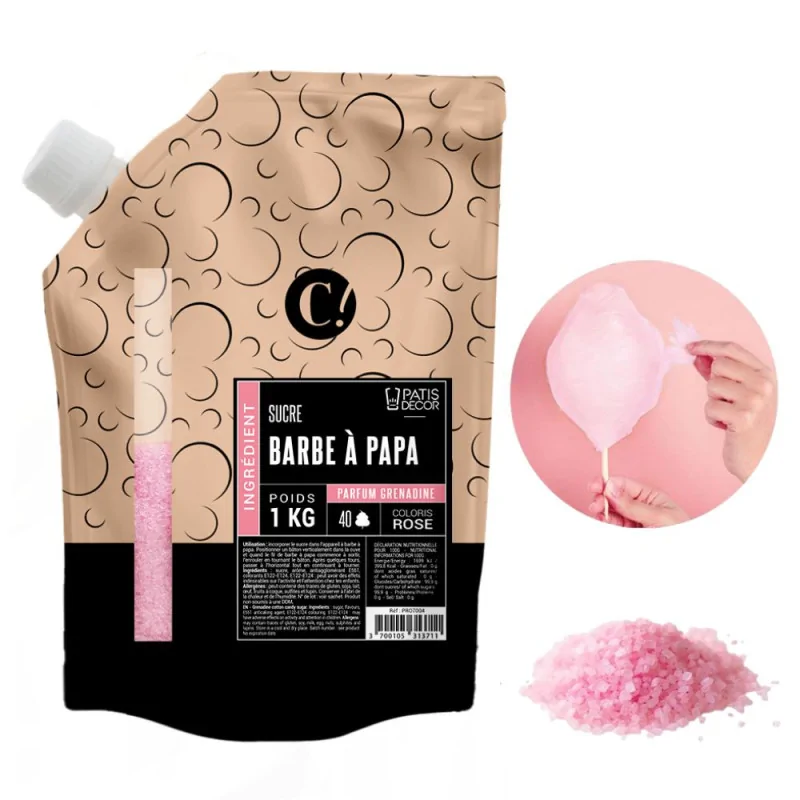 Sucre barbe à papa parfum grenadine 1 kg