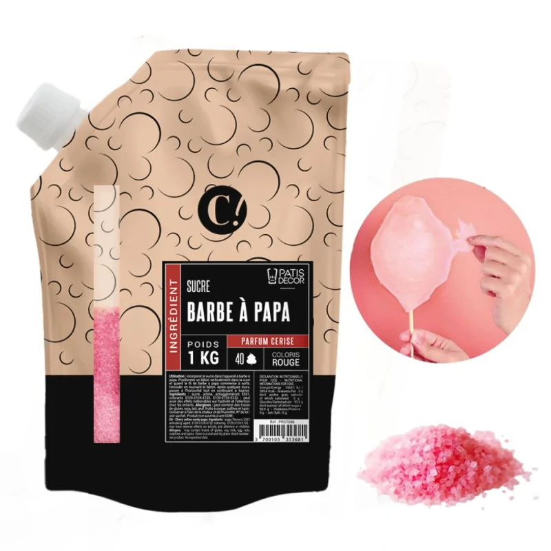 Sucre barbe à papa parfum cerise 1 kg