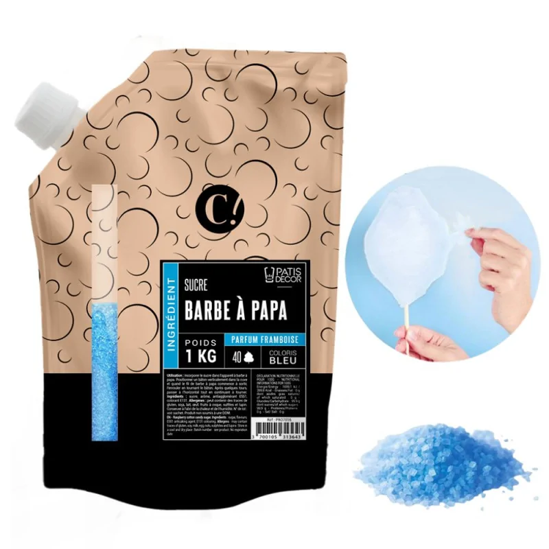 Sucre barbe à papa parfum framboise 1 kg