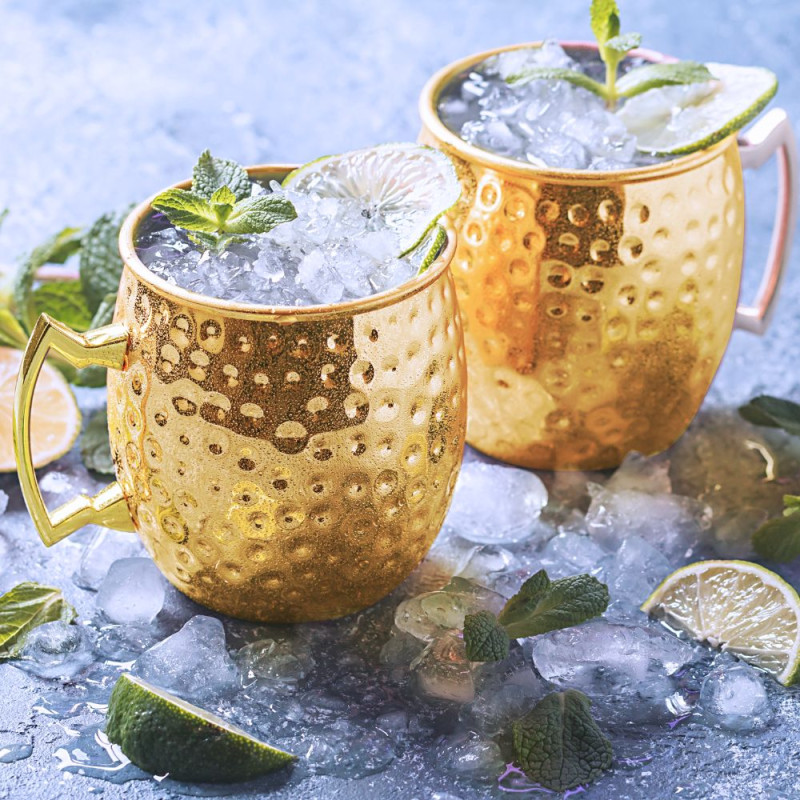 Verre à cocktail "moscow mule" en acier inoxydable ambiance