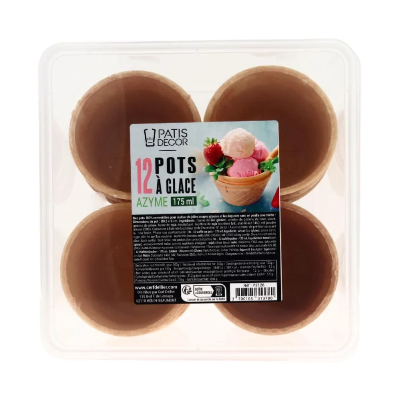 12 pots à glaces en azyme 175 ml