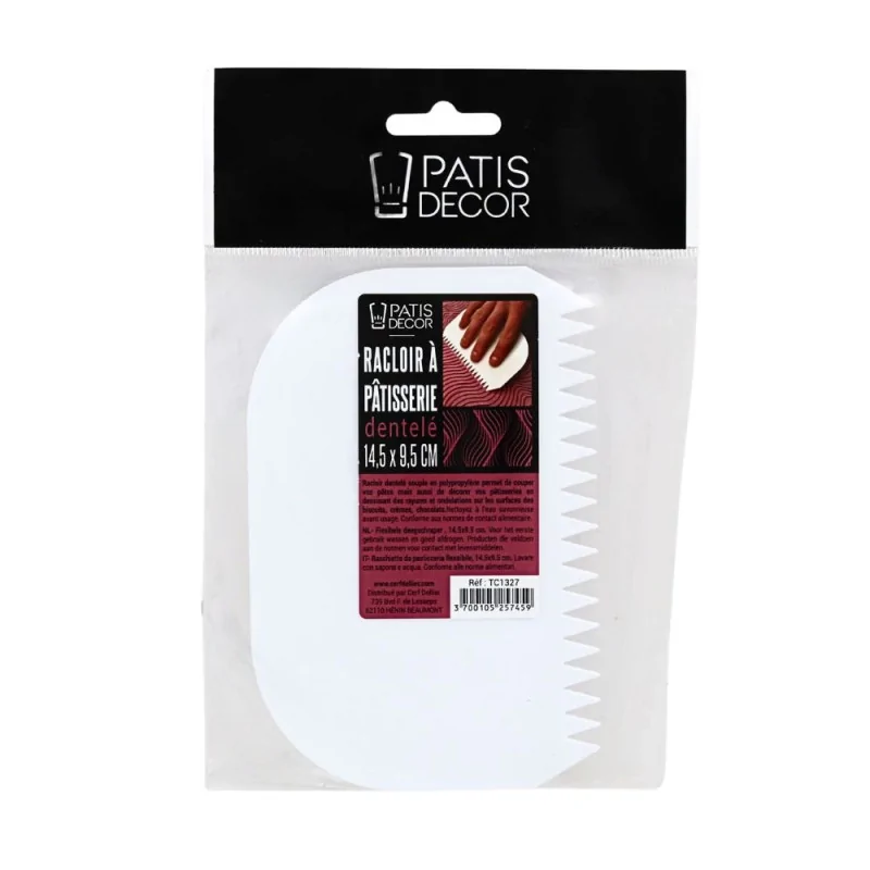 Racloir souple en polypropylène, dentelé 14,5 x 9,5 cm