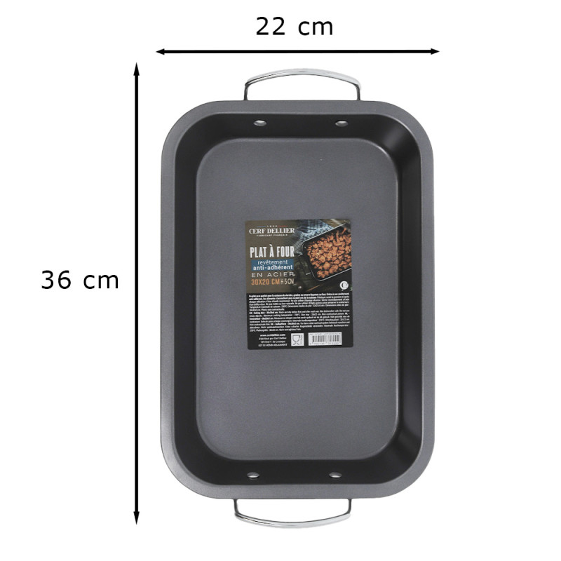 Plat à four en acier avec revêtement anti-adhérent dimension