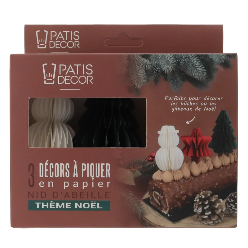 Décors en papier à piquer thème Noël, 3 décors différents, emballage