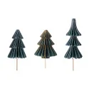 Décors assortis à piquer en papier nid d'abeille, 3 sapins de Noël