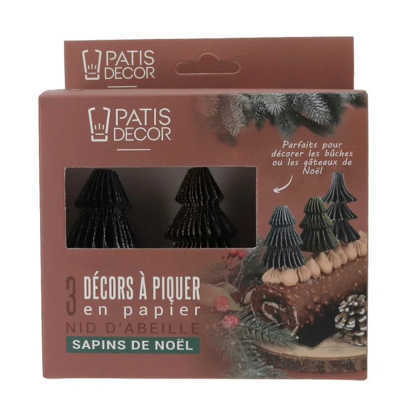 Décors assortis à piquer en papier nid d'abeille, 3 sapins de Noël emballage