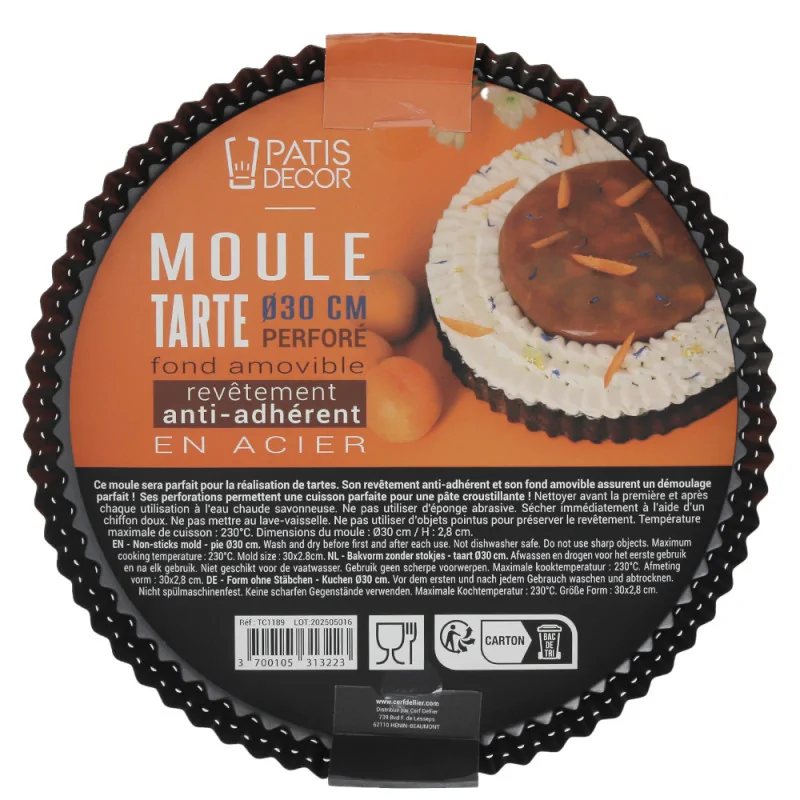 Moule à tarte perforé antiadhésif avec fond amovible - avec emballage