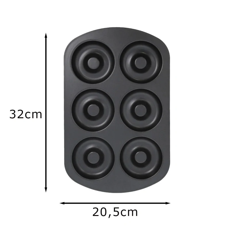 Moule 6 donuts au four en acier antiadhérent Ø8,5cm dimensions