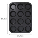 Moule 12 muffins en acier antiadhérent Ø6,8cm dimensions