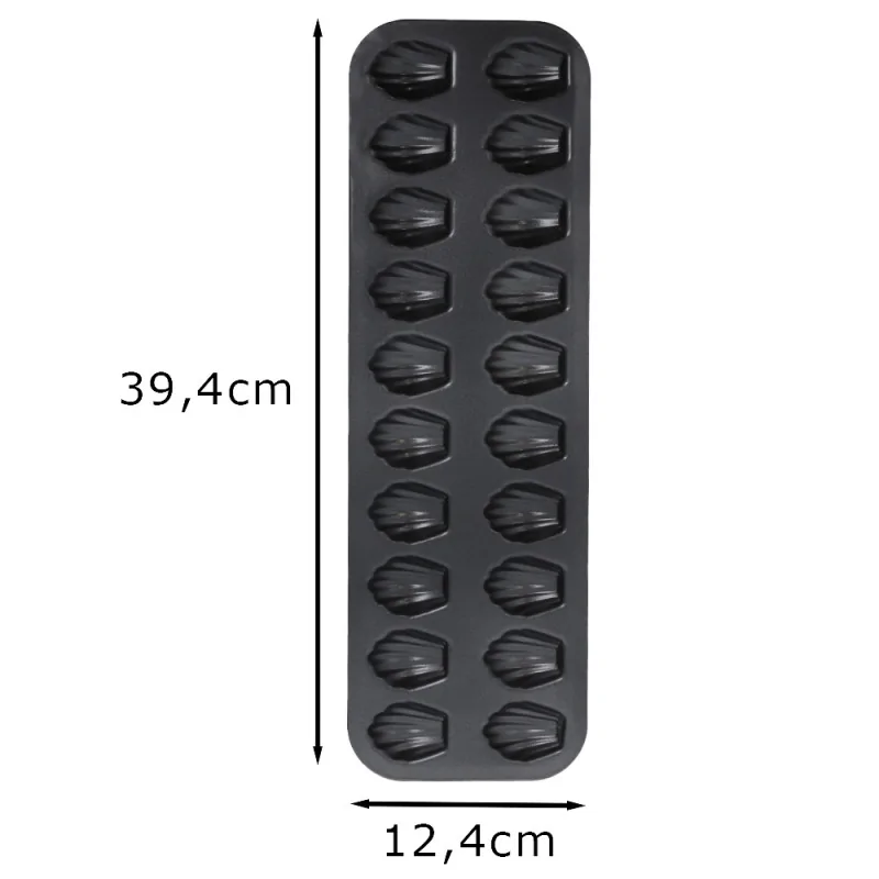 Moule 20 mini-madeleines en acier antiadhérent 4x3cm dimensions