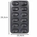 Moule 12 madeleines en acier anti-adhérent 7,5x5cm dimensions