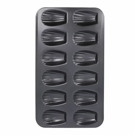 Moule 12 madeleines en acier anti-adhérent 7,5x5cm face