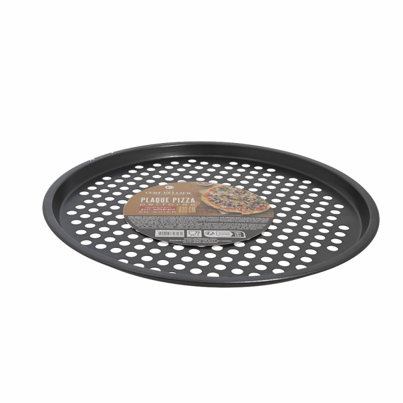 Plaque à pizza perforée en acier anti-adhérent Ø30cm  cote