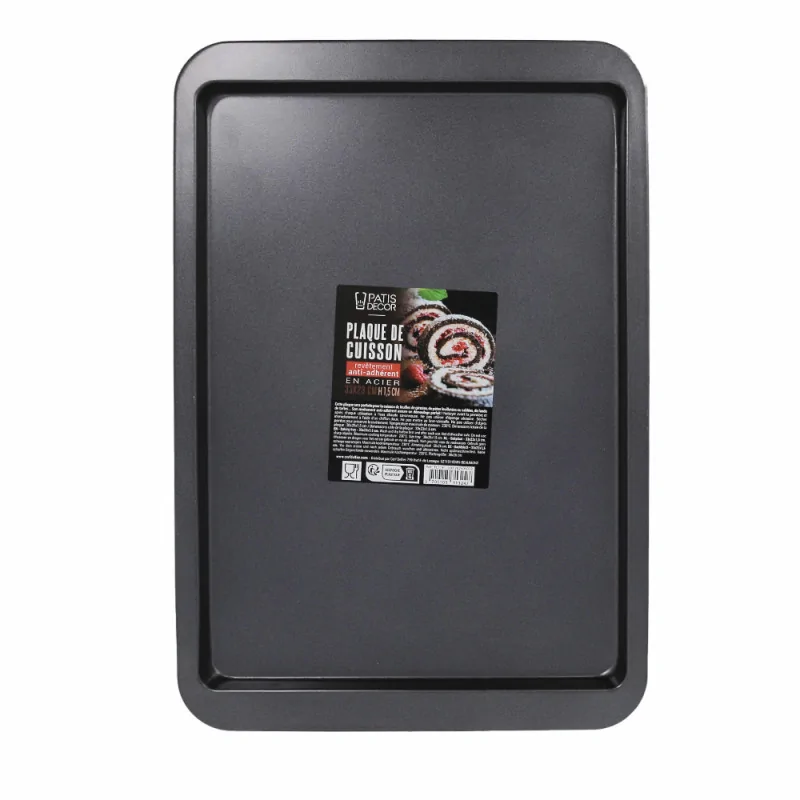 Plaque de cuisson en acier antiadhérent 33x23cm face