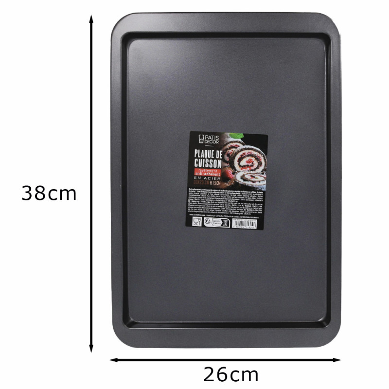 Plaque de cuisson en acier antiadhérent 33x23cm dimensions