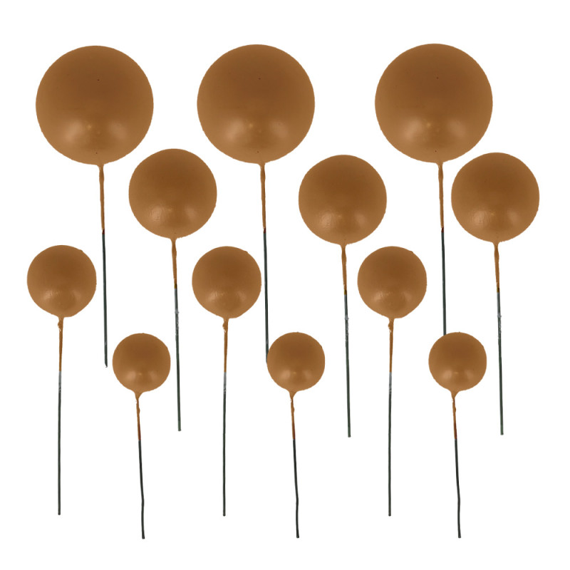 Décors à piquer de 12 boules dorées face
