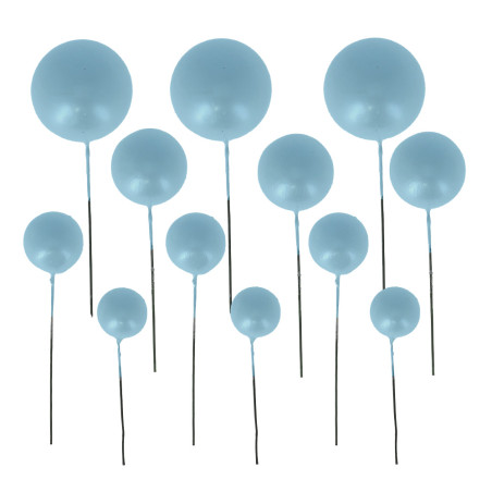 Décors à piquer de 12 boules bleues face