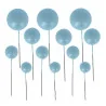 Décors à piquer de 12 boules bleues face