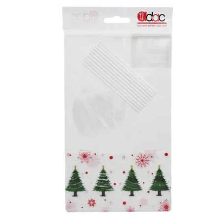 Sachets bonbons Sapins + liens - 14 x 23 cm (x 10)