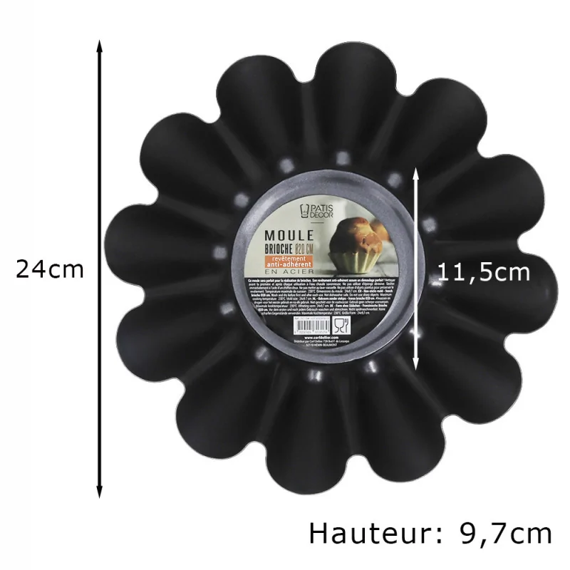 Moule à brioche en acier antiadhérent Ø20cm  dimensions