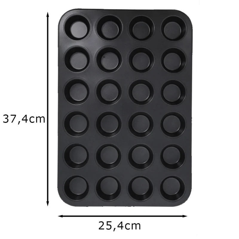 Moule 24 mini-muffins en acier antiadhérent Ø4,5cm dimensions