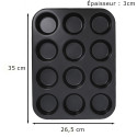 Moule 12 muffins en acier antiadhérent Ø6,8cm dimensions Moule 12 muffins en acier antiadhérent Ø6,8cm dimensions