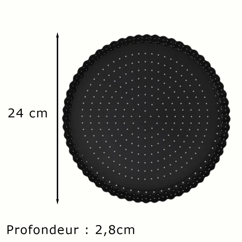 Moule à tarte perforé antiadhésif avec fond amovible - dimensions