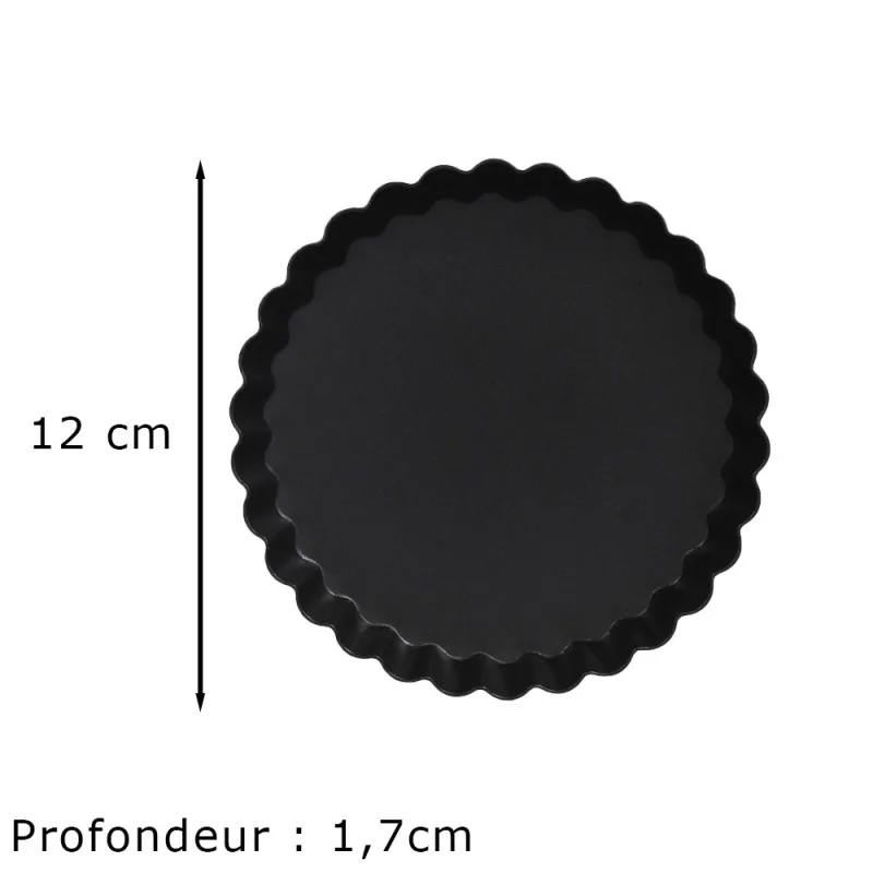 6 moules à tartelettes en acier antiadhérent sans PFAS ø11,5cm dessus