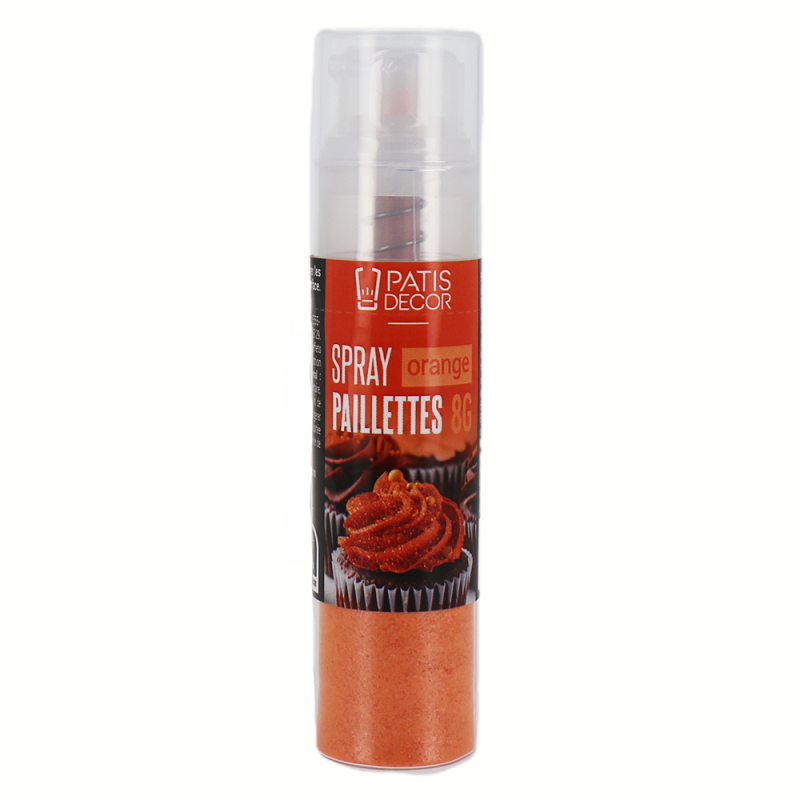 Spray de paillettes orange 8g face