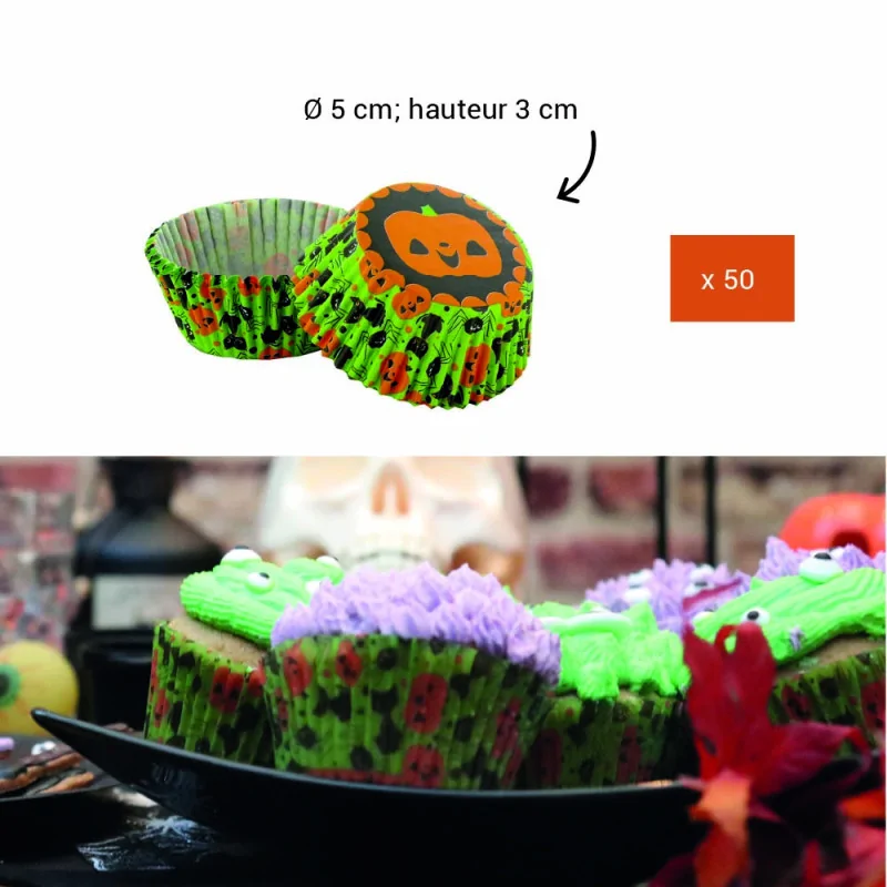 Lot De 48 Caissettes à Cupcakes Halloween – Papier Décoratif Pour Muffins, Gâteaux, Fêtes – Motifs Horreur Et Fantaisie