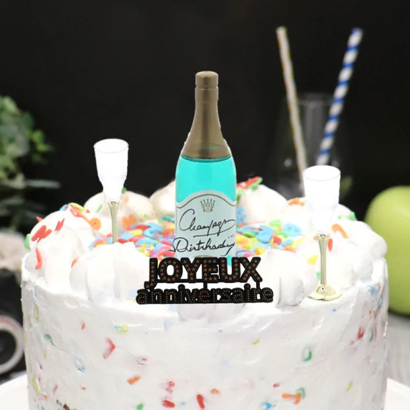 Kit décor Gâteau Bouteille de champagne ambiance