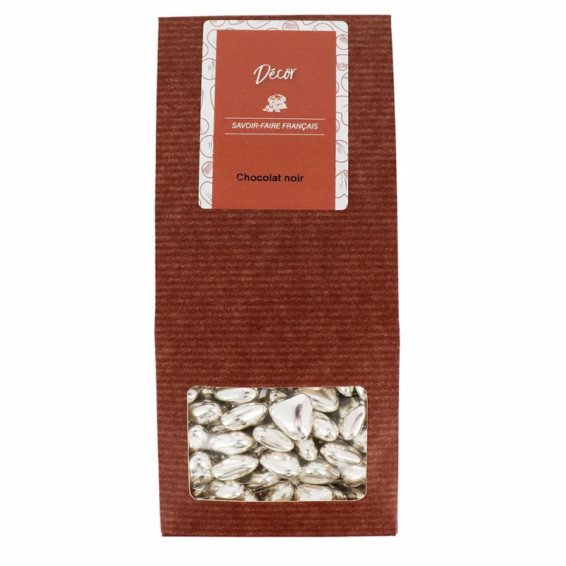 Dragées mini coeurs argentées (150 g)