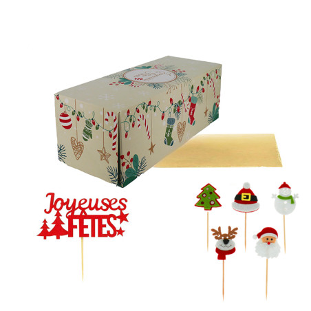 Boîte à bûche 30 cm et accessoires