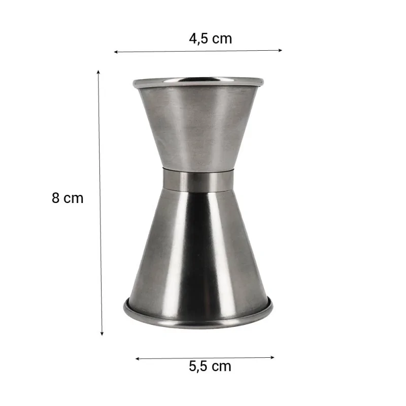 Double verre doseur à cocktail 20/40 ML en inox dimensions