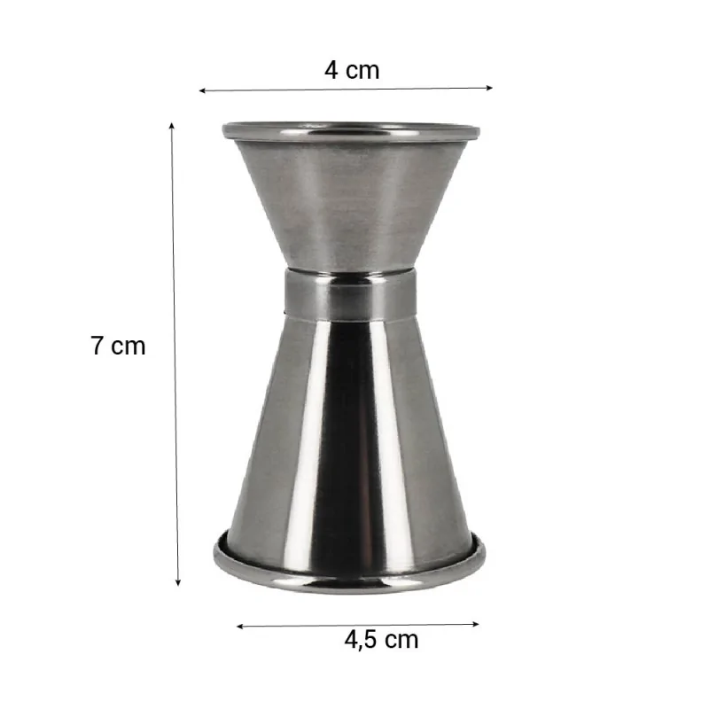 Double verre doseur à cocktail 15/30 ML en inox dimensions