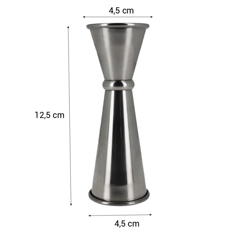 Double verre doseur à cocktail 30/60 ML en inox dimensions