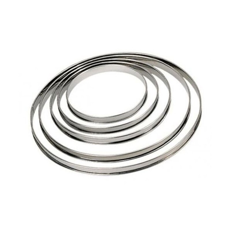 Cercle patisserie : cercle à tarte perforé à bord droit inox - De Buyer