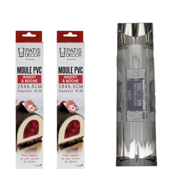 Lot comprenant un moule à bûche ainsi que deux moules pour inserts à bûche