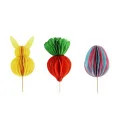 Décors à piquer en papier nid d'abeille, 3 décors thème Pâques