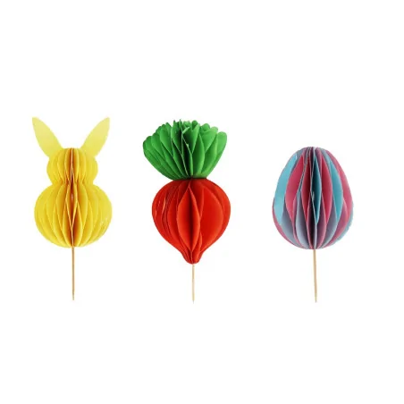 Décors à piquer en papier nid d'abeille, 3 décors thème Pâques