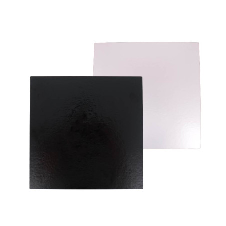 5 supports cartonnés à gâteaux carrés blanc et noir 20x20cm