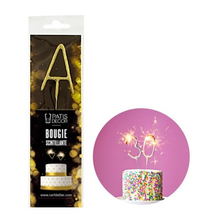 Cierge magique doré lettre A